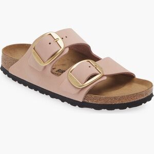 Birkenstock Arizona Pale Pink Sandal with Gold Buckles